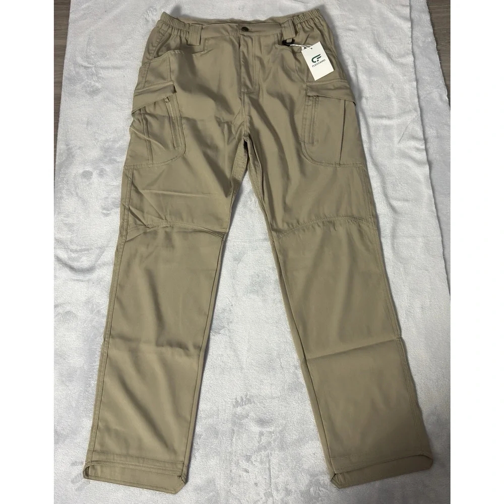 Brand New Flex Camo Tactical Cargo Pants Mens size Large, Inseam 30” Khaki Tan